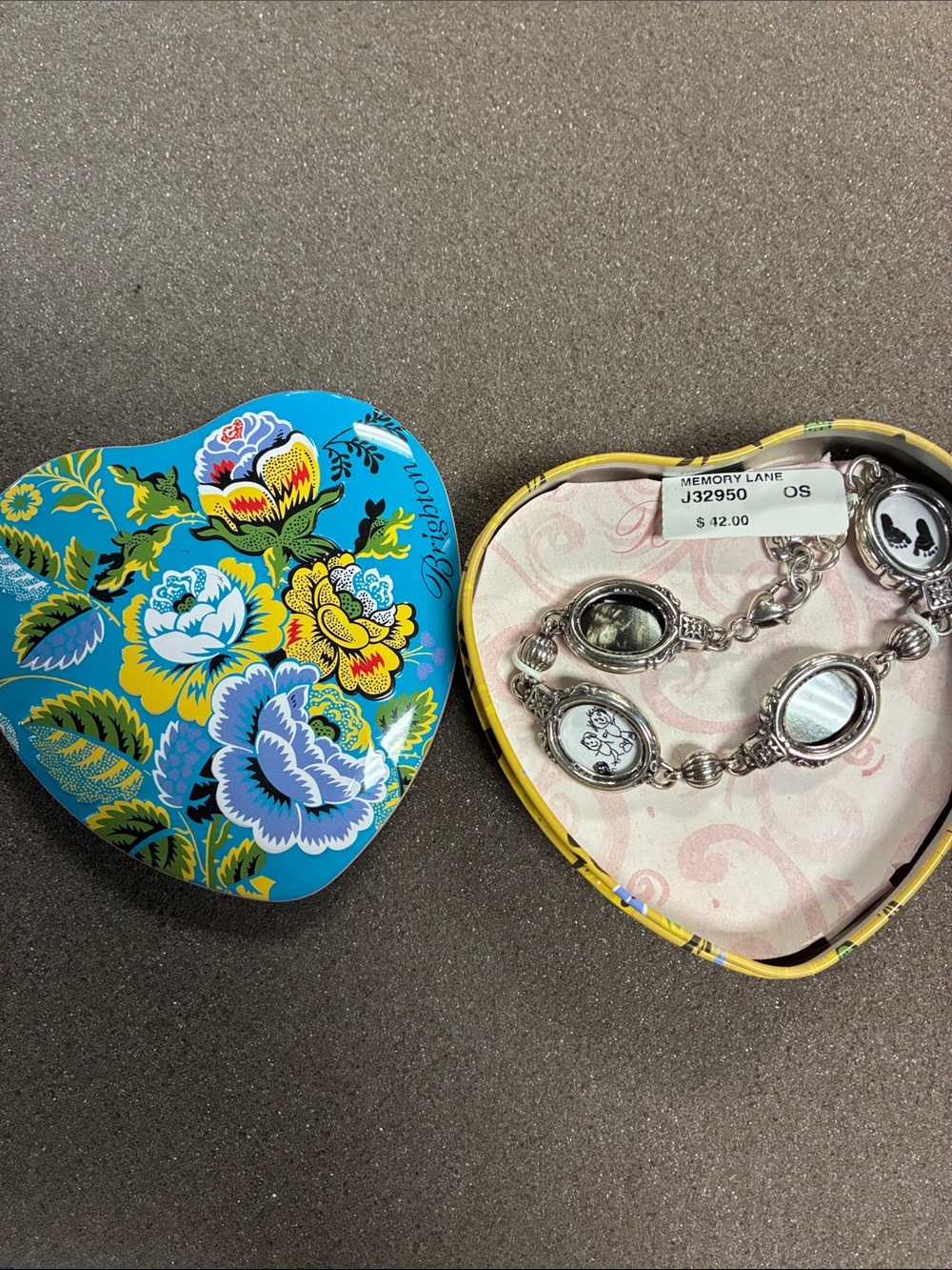 Brighton Silver Photo Locket Link Bracelet with Heart Tin